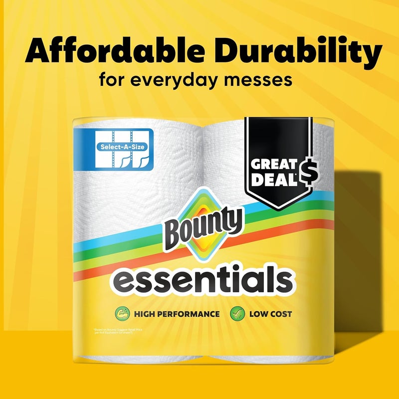 Bounty مناديل ورقية Essentials Select-A-Size، بيضاء، 2 لفات ثلاثية = 6 لفات عادية (قد يختلف التعبئة)  - Image 4