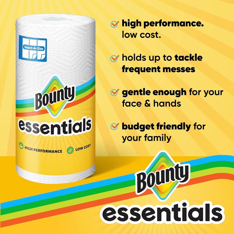 Bounty مناديل ورقية Essentials Select-A-Size، بيضاء، 2 لفات ثلاثية = 6 لفات عادية (قد يختلف التعبئة)  - Image 3