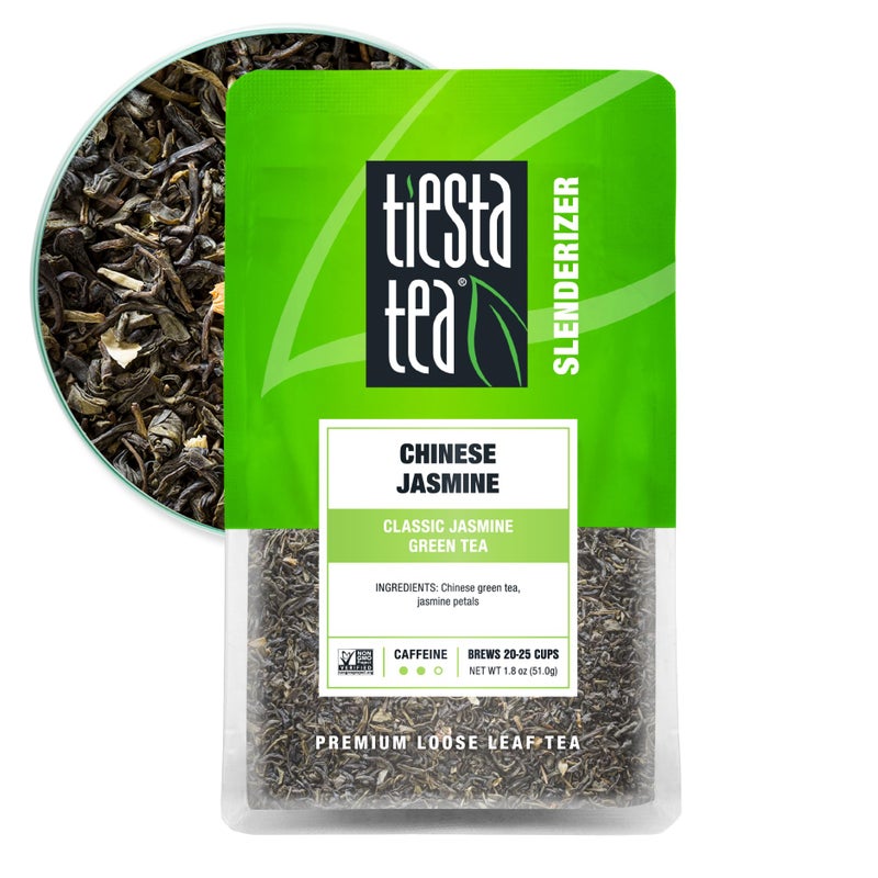 Tiesta Tea - Chinese Jasmine, Loose Leaf, Classic Jasmine Green Tea, Premium Blend, Medium Caffeinated Green Blend, Make Hot or Iced & Brews Up to 25 Cups, 1.8 Ounce Resealable Pouch - Image 1
