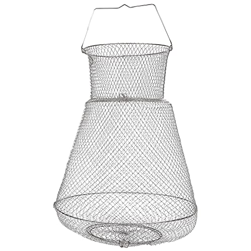 BESPORTBLE Extra Large Wire Fish Basket 28X18 inches Fishing Net Cage Collapsible Crabs Basket Trap Holder for Live Caught Fish for Seawater River and Boat Fishing Stainless Steel Galvanized Silver - Image 1