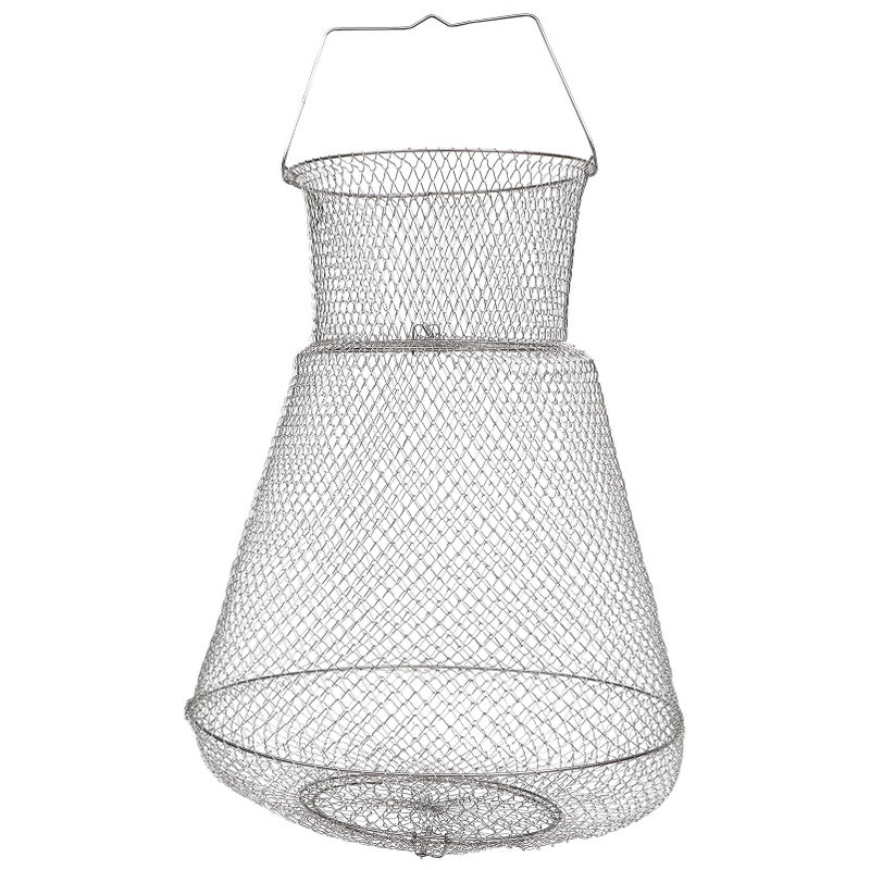 BESPORTBLE Extra Large Wire Fish Basket 28X18 inches Fishing Net Cage Collapsible Crabs Basket Trap Holder for Live Caught Fish for Seawater River and Boat Fishing Stainless Steel Galvanized Silver - Image 2