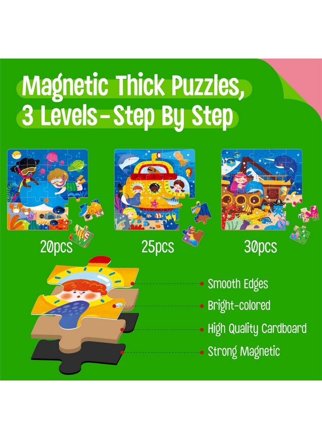 SpriteGru Magnetic Puzzles for Kids 3-5 Years, 3 leveled Travel Puzzles-20/25/30 Pieces Sudoku Puzzle Games Magnetic Jigsaw Puzzles, Trip Toys, Car Activities for Preschool Boys & Girls (Ocean World Theme) - Image 3