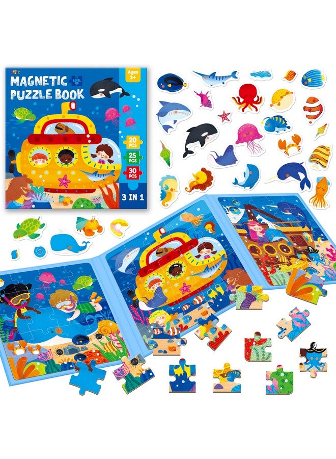 SpriteGru Magnetic Puzzles for Kids 3-5 Years, 3 leveled Travel Puzzles-20/25/30 Pieces Sudoku Puzzle Games Magnetic Jigsaw Puzzles, Trip Toys, Car Activities for Preschool Boys & Girls (Ocean World Theme) - Image 1