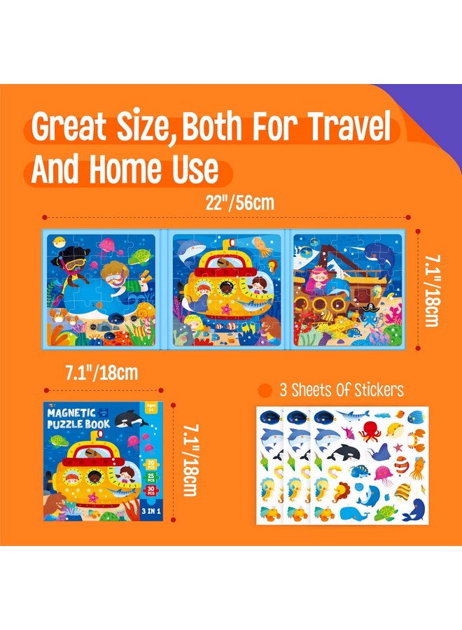 SpriteGru Magnetic Puzzles for Kids 3-5 Years, 3 leveled Travel Puzzles-20/25/30 Pieces Sudoku Puzzle Games Magnetic Jigsaw Puzzles, Trip Toys, Car Activities for Preschool Boys & Girls (Ocean World Theme) - Image 2