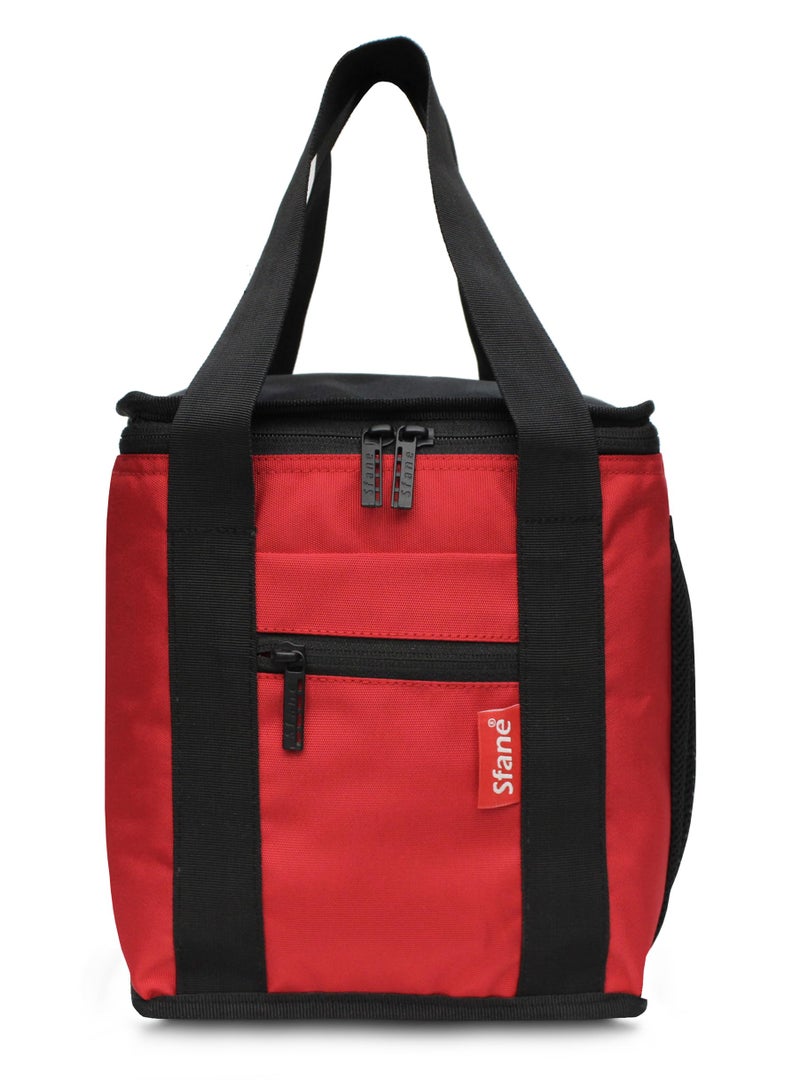 Sfane Red 9.50 inches Lunch Bag - Compact, Easy Wash, Smooth Zipper & Lightweight - Tote Bag & Container, Lunch Bag for Men, Women, Adults - Image 1