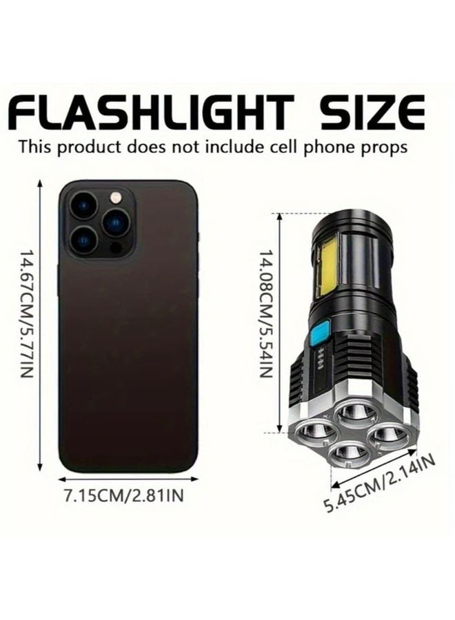 مصباح يدوي LED فائق السطوع قابل لإعادة الشحن عبر USB مع إضاءة جانبية COB محمول للتخييم وصيد الأسماك والصيد والمشي لمسافات طويلة مقاوم للماء IP44 - Image 4