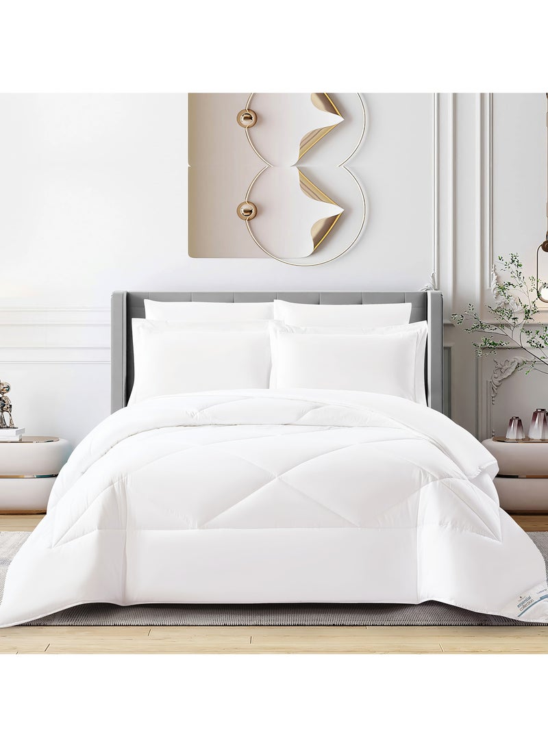 Donetella Bedding Comforter Set, King Size Fits 200x200 cm - 6-Pcs Solid Quilted Bed Set, Microfiber Fabric - 1 Comforter, 1 Fitted Sheet, 2 Pillow Shams, 2 Pillowcases  - Image 1