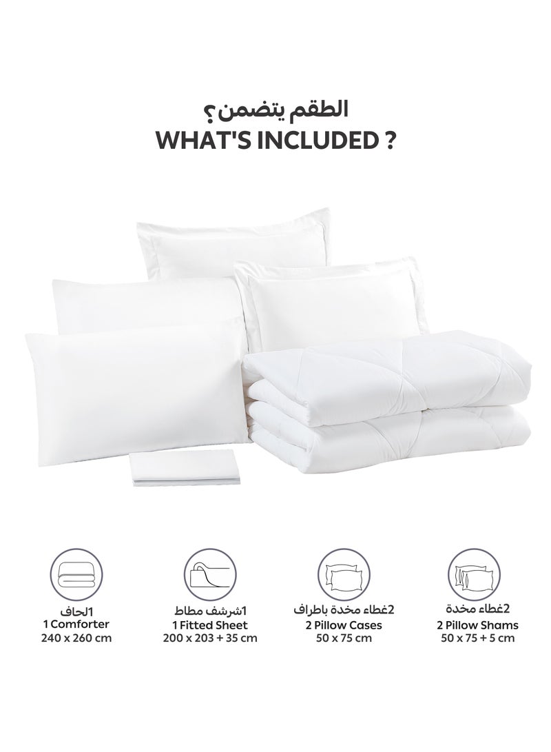 Donetella Bedding Comforter Set, King Size Fits 200x200 cm - 6-Pcs Solid Quilted Bed Set, Microfiber Fabric - 1 Comforter, 1 Fitted Sheet, 2 Pillow Shams, 2 Pillowcases  - Image 4