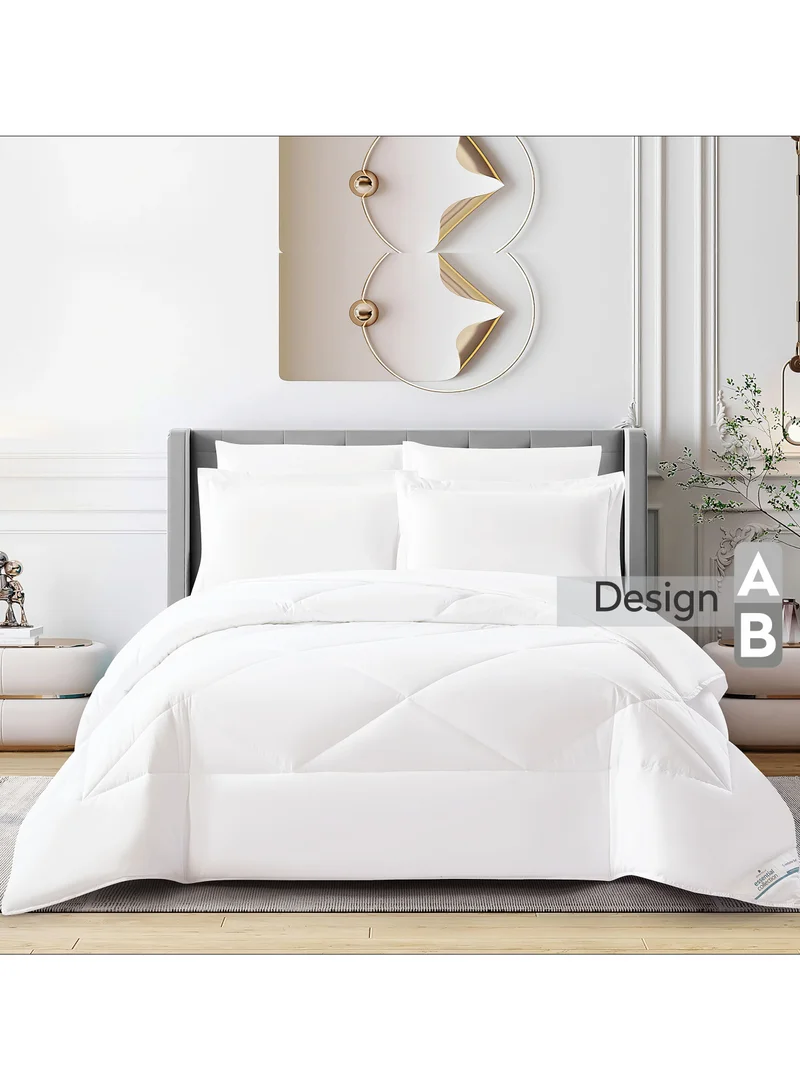 Donetella Bedding Comforter Set, King Size Fits 200x200 cm - 6-Pcs Solid Quilted Bed Set, Microfiber Fabric - 1 Comforter, 1 Fitted Sheet, 2 Pillow Shams, 2 Pillowcases