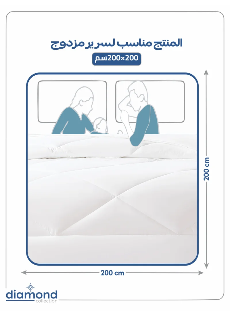 دوناتيلا مفرش دايموند سادة 6 قطع مقاس مزدوج مناسب لسرير 200 × 200 سم بحشوة ثابتة ابيض