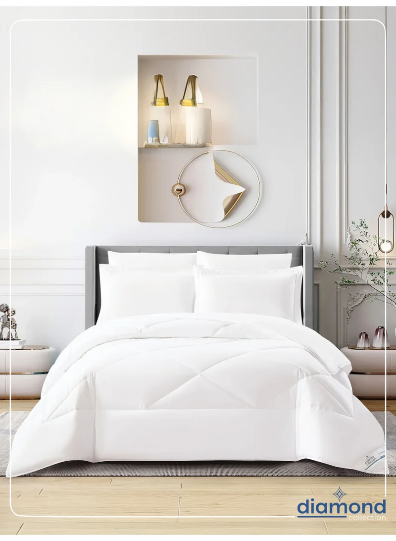 دوناتيلا مفرش دايموند سادة 6 قطع مقاس مزدوج مناسب لسرير 200 × 200 سم بحشوة ثابتة ابيض