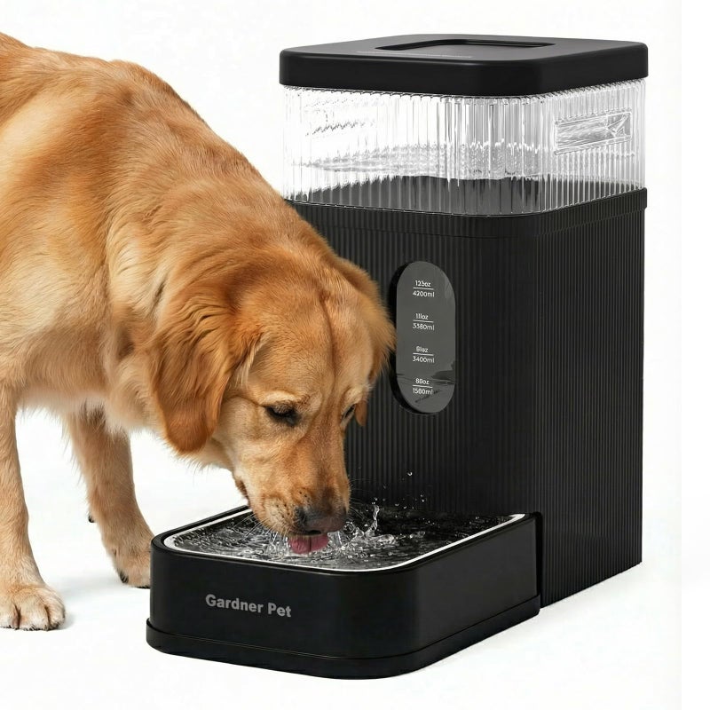 Gardner Pet 2.2 Gallon Automatic Dog Water Bowl Dispenser 8.5L Gravity Water Feeder with Stainless Steel Bowl & Maifan Stone Filter, BPA-Free for for Cats and Dogs (Black, 2.2 Gallon) - Image 1