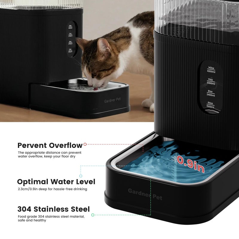Gardner Pet 2.2 Gallon Automatic Dog Water Bowl Dispenser 8.5L Gravity Water Feeder with Stainless Steel Bowl & Maifan Stone Filter, BPA-Free for for Cats and Dogs (Black, 2.2 Gallon) - Image 3