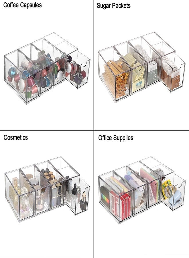 ELLDOO 4 Drawers Tea Bag Organizer, Clear Acrylic Stackable Tea Bag Storage Holder for Kitchen Pantry, Coffee Pod Snack Storage for Countertop Cabinet - Image 4