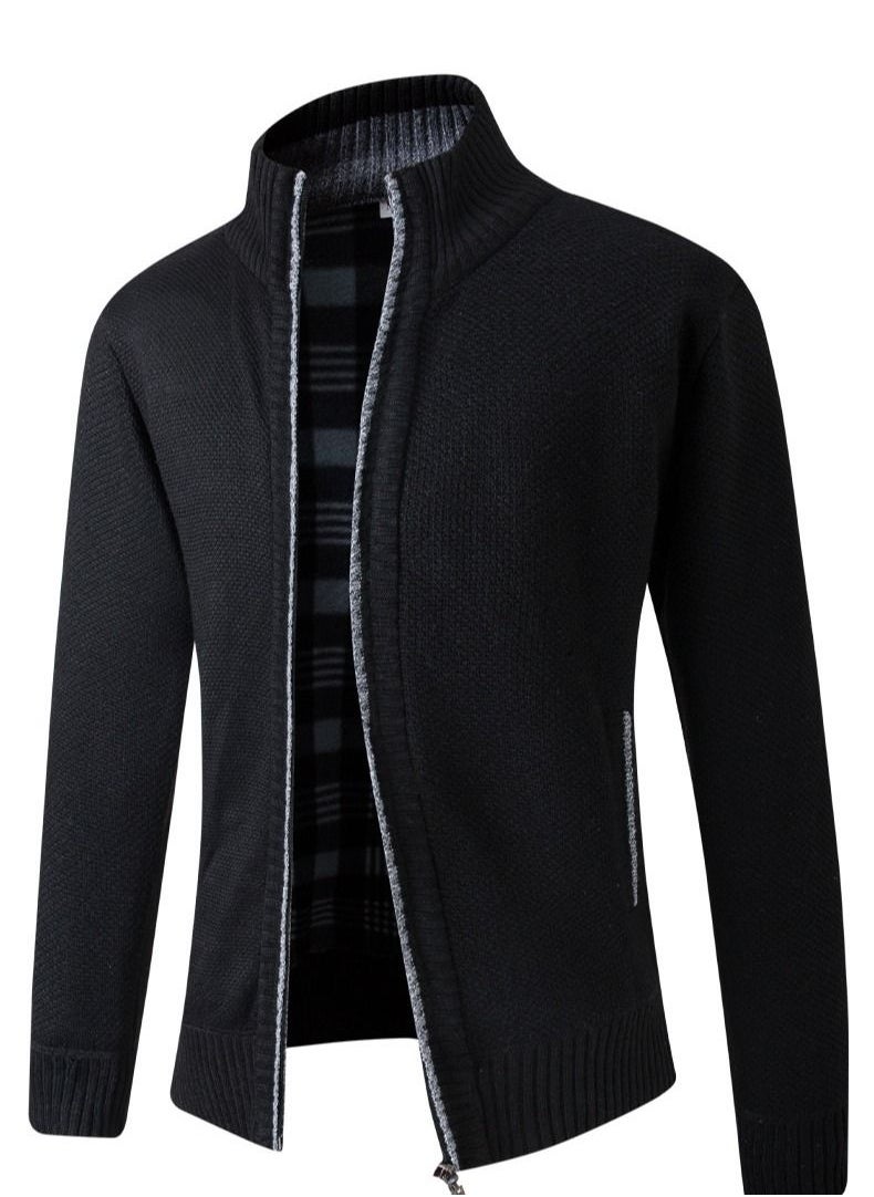 Loquat - Men's Casual Thickened Long Sleeved Knitting Cardigan - Image 1