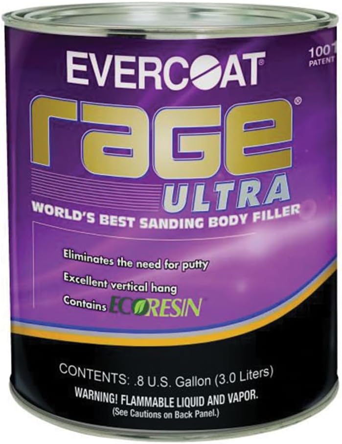 Rage Ultra - Sanding Body Filler for Steel, Fiberglass, Aluminum and More - 128 Fl Oz