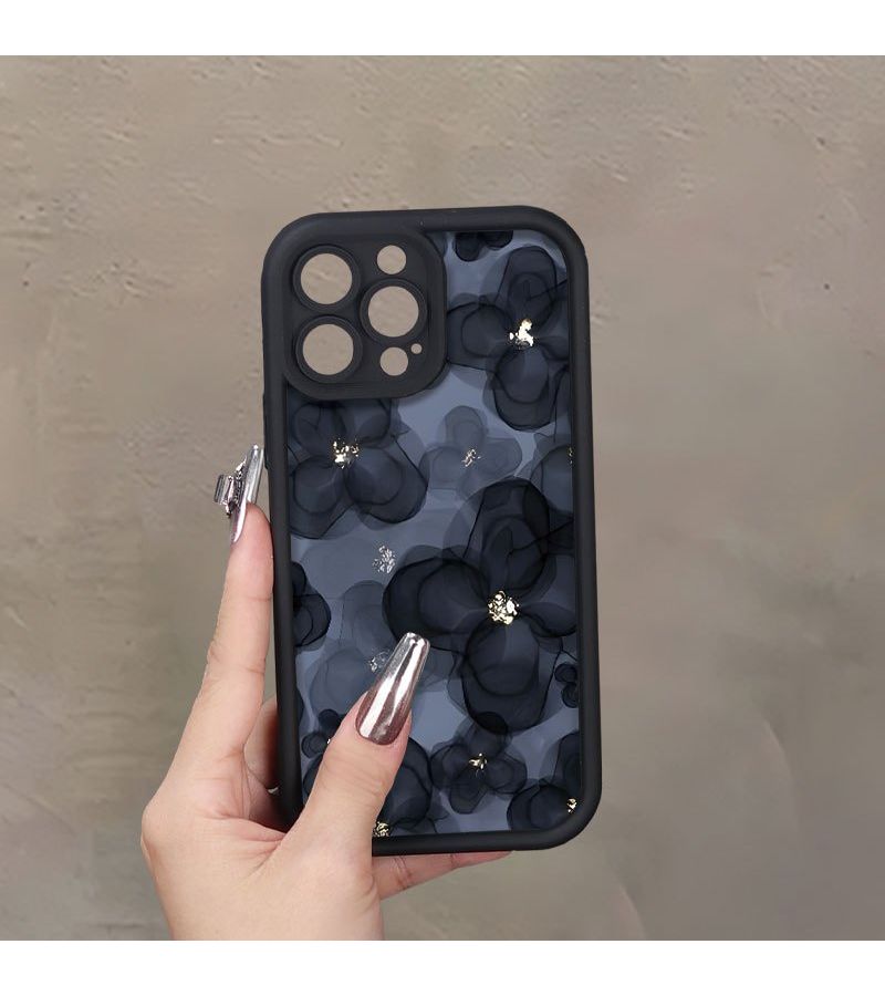 Black Lace Flower Phone Case For iPhone 16 Pro - Image 1