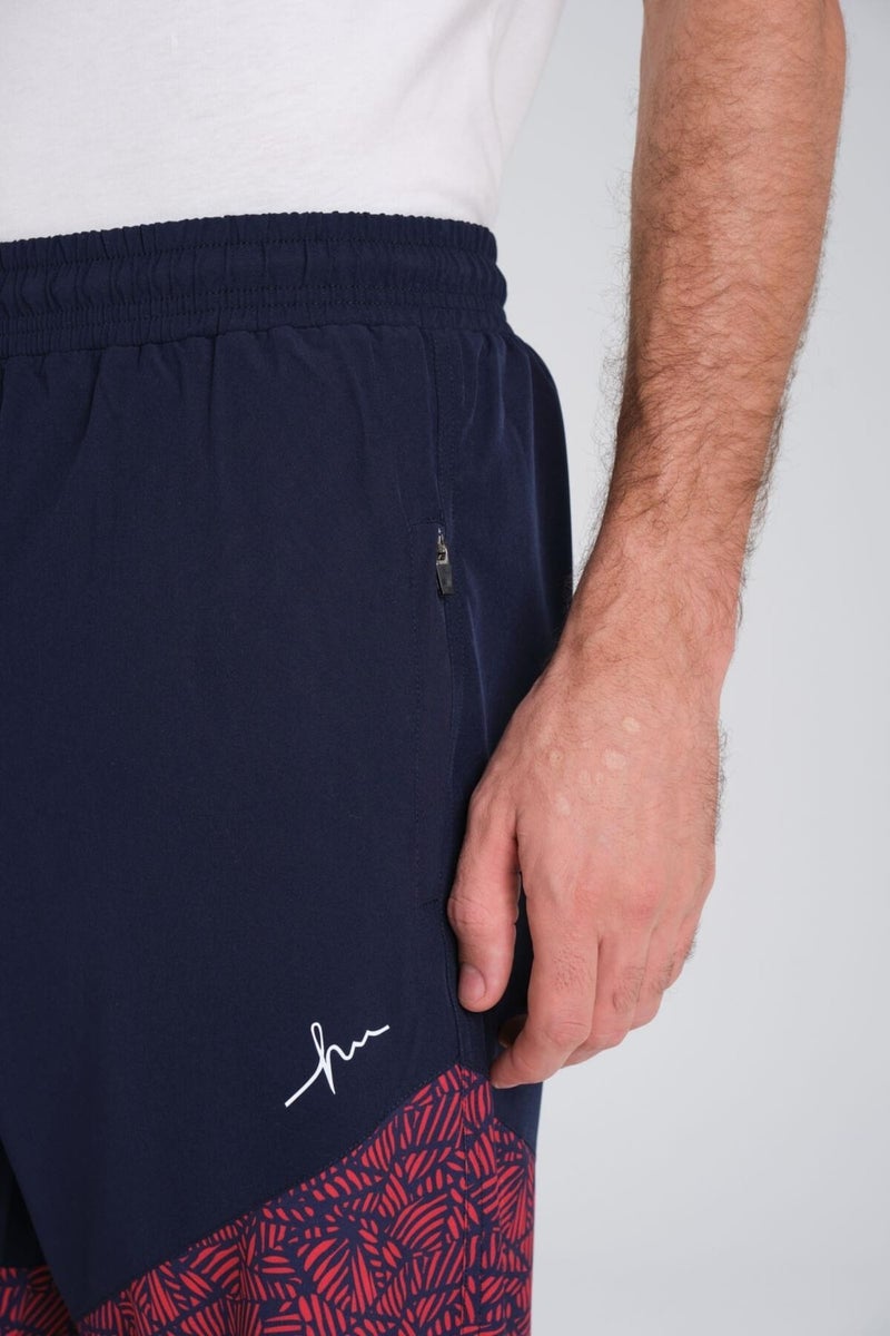 Haşema Navy Blue Red Men's Long Men's Pool and Sea Shorts with Burkini Pattern 24-5 - Image 4