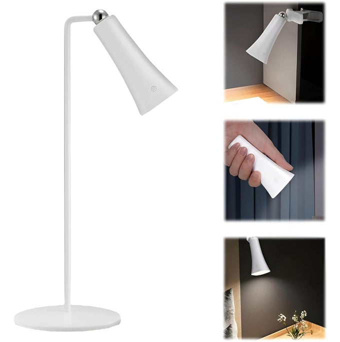 4 IN 1 LED DESK LAMP MAGNETIC WIRELESS RECHARGEABLE TABLE LAMPS ADJUSTABLE 3 BRIGHTNESS EYECARING SENSITIVE CONTROL BEDSIDE LIGHT REMOVABLE AMBIANCE WALL LIGHTING FOR HOME STUDY MAGNETIC