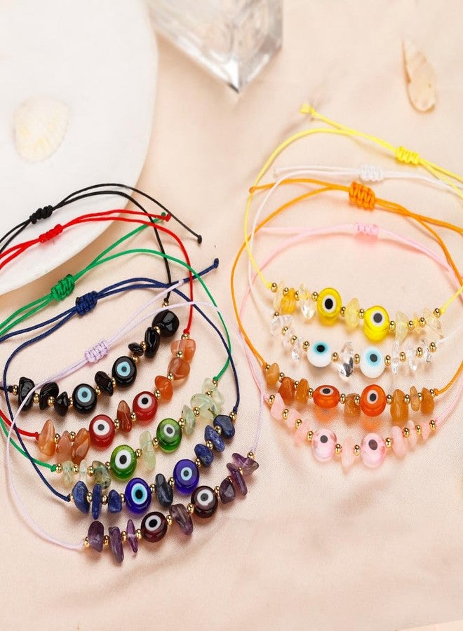 QRH Irregular Evil Eye Crystal Stone Beads Bracelet Handmade Adjustable Green Evil Eyes String Rope Bracelets Inspirational Amulet Kabbalah Bracelets with Gift Card Protection Good Luck Bracelet for Women - Image 5