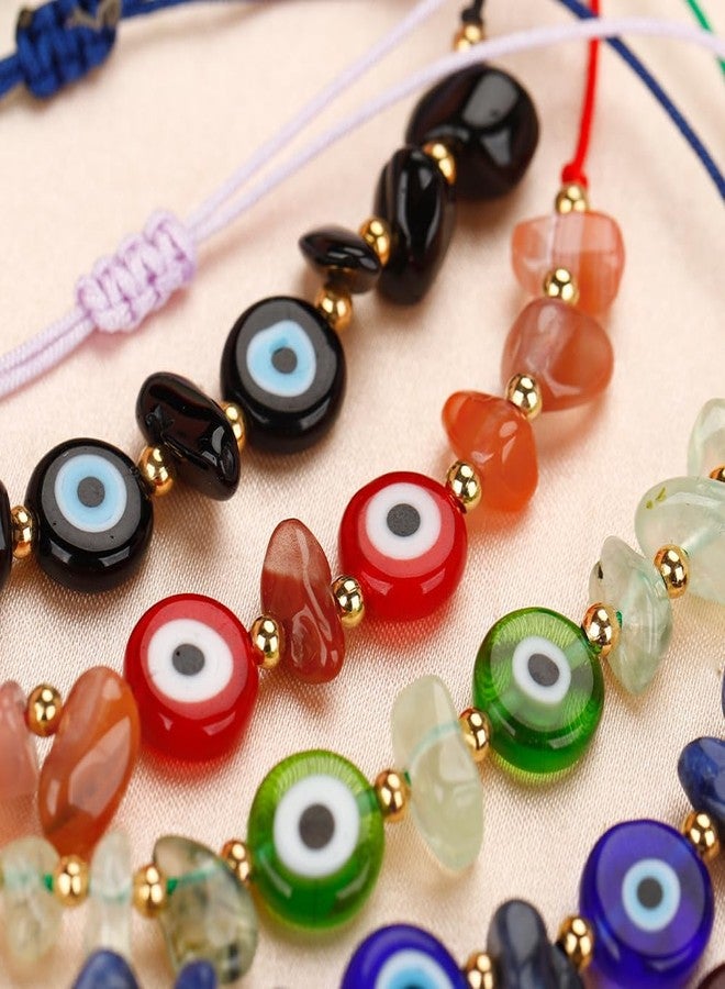 QRH Irregular Evil Eye Crystal Stone Beads Bracelet Handmade Adjustable Green Evil Eyes String Rope Bracelets Inspirational Amulet Kabbalah Bracelets with Gift Card Protection Good Luck Bracelet for Women - Image 3