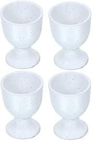 Qimacplus Elevate Your Breakfast Experience Soft Boiled Egg Holder Set Stylish Ceramic Egg Cups Perfect Housewarming Giftset of 4 (White Matt) - Image 1