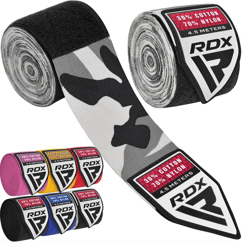 Rdx Boxing Hand Wraps 4.5M / 180 Inches – Mexican Style Semi-Elastic MMA Inner Gloves - Wrist Support for Muay Thai, Kickboxing, BJJ, Karate - Thumb Loop & Hook and Loop Closure - Cotton & Nylon Blend - Image 1