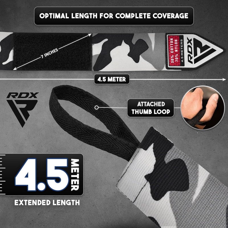 Rdx Boxing Hand Wraps 4.5M / 180 Inches – Mexican Style Semi-Elastic MMA Inner Gloves - Wrist Support for Muay Thai, Kickboxing, BJJ, Karate - Thumb Loop & Hook and Loop Closure - Cotton & Nylon Blend - Image 3