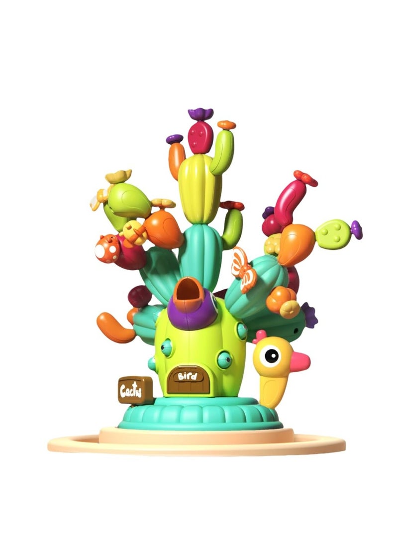 SYOSI Rainbow Stack Cactus Toy, 59 PCS Balance Cactus Toy, Rainbow Stack Toy Trees, Educational Building and Stacking Toys Preschool Games Montessori Toys for Toddlers 3+, Toddler Learning Toys  - Image 1