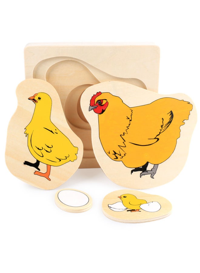 Hen Erfly Sunflower Montessori Wooden Educational Puzzle for Children Ages One to Three Early Learning Growth Process Multi Layer Colorful Toy - Image 5
