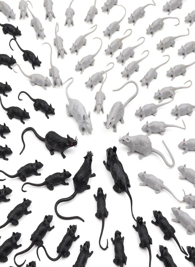 DOITEM 46 Pcs Mini Faux Rats Bulk Plastic Faux Mouse Toys Realistic Pranks Mice Simulated Large and Small Mouse Rat Decorations for Christmas April Fools Day Creepy Prank Party Supplies - Image 1