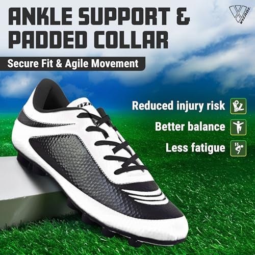 Vizari Infinity FG Soccer Cleats | Firm Ground Soccer Cleats for Outdoor Surfaces and Fields | Lightweight and Easy to wear Youth Soccer Cleats| White/Black | Toddler - Image 5