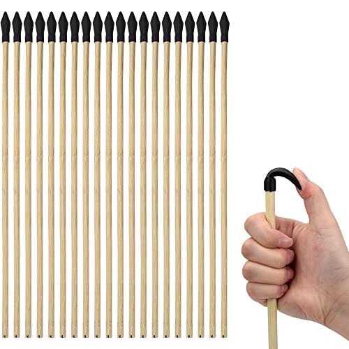 Basbon 20 Pcs Wooden Arrows Soft Rubber Tips 17 Inch Handmade Wooden Toy Arrow for Kids and Beginners Archery Bows Outdoor Play Cosplay Costume Decoration - Image 1