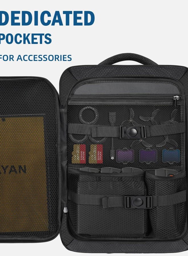PEKREWS Avata 2 Case, Expandable Carry On Bag for DJI Goggles 3, RC Motion 3, Large Capacity Avata 2 Backpack Fits 17.3 Inch Laptop and DJI Fly More Combo, Travel Drone Carrying Case for Accessories - Image 4