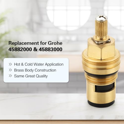 hansengroyi Ceramic Cartridge for Grohe 45882000 45883000 12 Cold Hot Ceramic Cartridge Faucet Cartridge Replacement Assembly Brass - Image 3