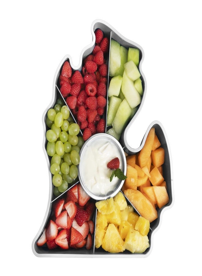 KOLORAE Michigan Serving Tray - Unique 7 Compartment Mitten State Reusable Snack Tray w/Dressing Cup. Great for Entertaining and Storage for Appetizers, Snacks, Chips & Dip - Image 2