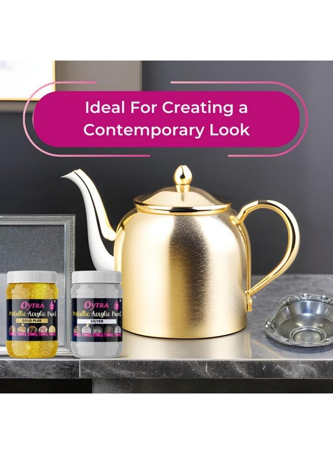 أويترا مجموعة ألوان أكريليك معدنية من Oytra باللونين الذهبي والفضي للمحترفين والرسامين الهواة والفنانين والحرفيين والرسم على القماش والمجوهرات والجدران والزجاج والخشب والأسطح الفولاذية