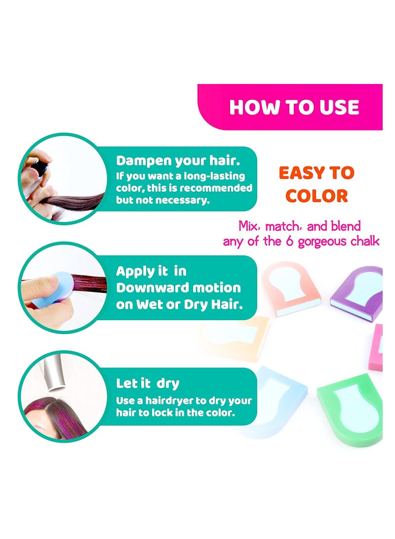 SOLARAE Hair Chalk Temporary Color Non-Sticky Washable Dye for New Year Birthday Party Cosplay DIY Washes Out with Shampoo 8-Color - Image 2
