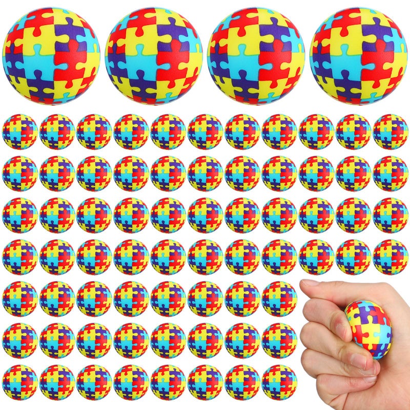 Arrowbash Autism Awareness Stress Ball Autism Awareness Accessories Bulk 157 Inch Multicolor Sensory Stretchy Ball Autism Awareness Gift for Autistic Children Women Men Therapist72 Pcs - Image 3