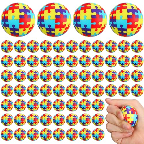 Arrowbash Autism Awareness Stress Ball Autism Awareness Accessories Bulk 157 Inch Multicolor Sensory Stretchy Ball Autism Awareness Gift for Autistic Children Women Men Therapist72 Pcs - Image 1