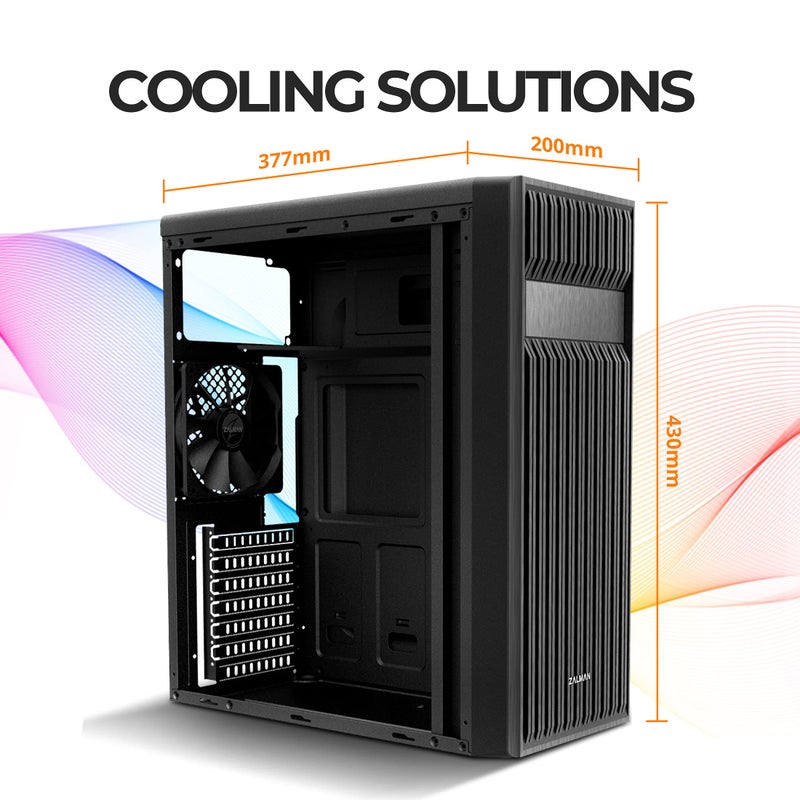 Zalman T6 ATX Mid Tower Computer PC Case, Pre-Installed 120mm Fan, 5.25 ODD, USB 3.0, Patterned Mesh Design, mATX ITX for Gaming Workstation, Black - Image 2