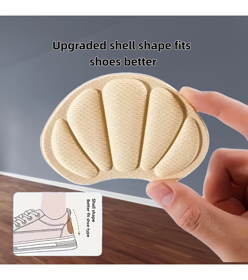 3 Pairs Beige Shell Shaped Heel Pads Soft Comfortable Cushion for Men Women Shoes - Image 5