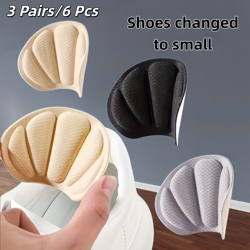 3 Pairs Beige Shell Shaped Heel Pads Soft Comfortable Cushion for Men Women Shoes - Image 1