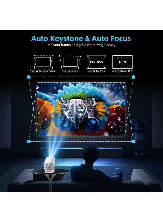 جهاز عرض ذكي بنظام أندرويد بدقة 4K مع تركيز تلقائي صغير الحجم يدعم بلوتوث وواي فاي 5G محمول للاستخدام اليومي والترفيه الخارجي - Image 3