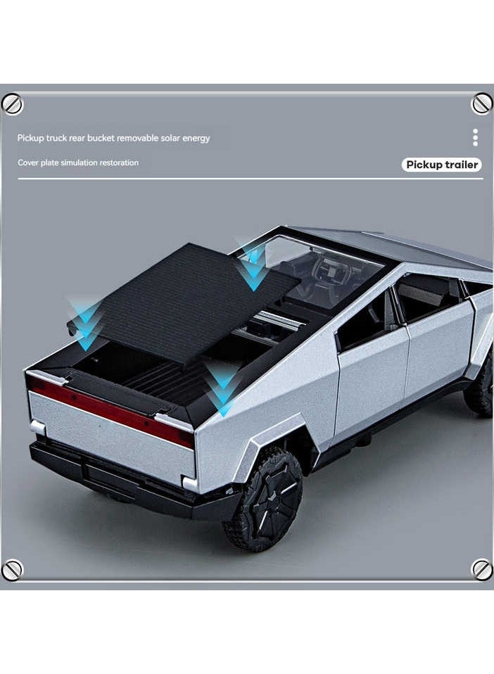 Cyber-truck Diecast Pickup Truck Model, Metal Off-Road Vehicle with Sound and Light, Kids Toy - Image 5