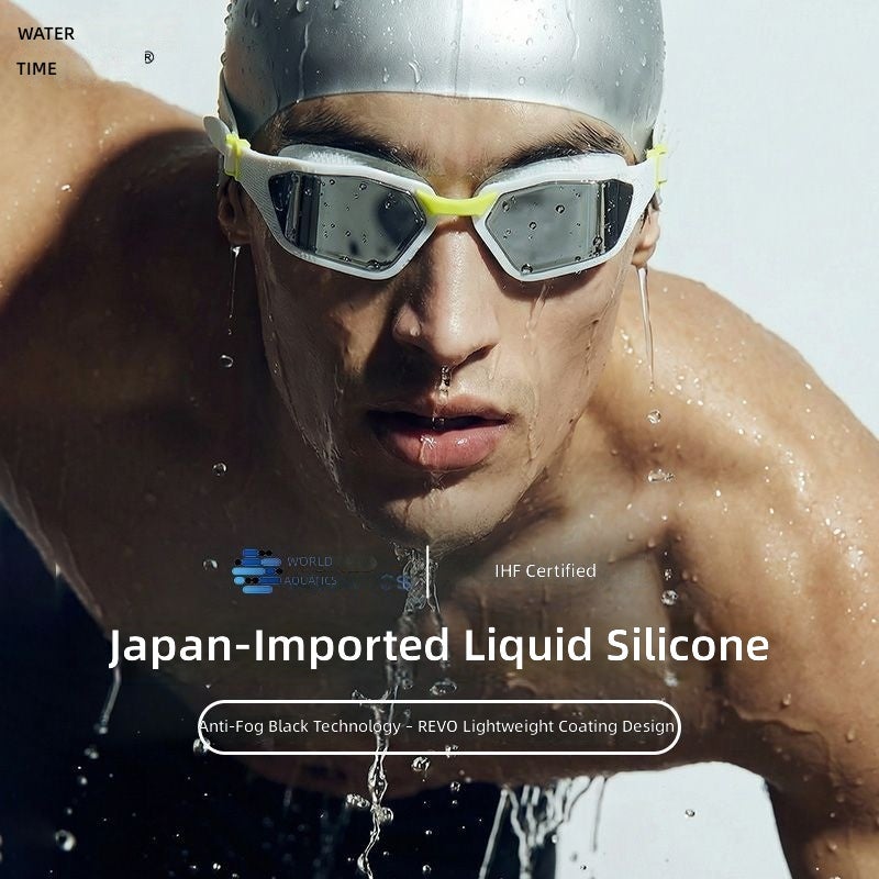 WATERTIME نظارات سباحة متسابق من ووترتايم بتصميم عالي الدقة ومضاد للضباب ومقاوم للماء، مناسبة للرجال والنساء وللمصابين بقصر النظر - Image 4