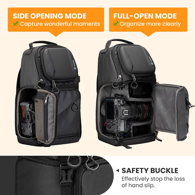 TARION Waterproof Camera Sling Bag Backpack - DSLR Sling Camera Bag for Photographers, Cross body Sling Bag with Raincover Tripod Holder Photography Slingpack Black TR-S - Image 3