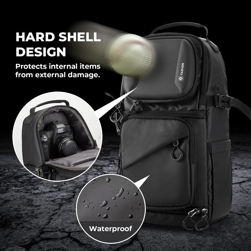 TARION Waterproof Camera Sling Bag Backpack - DSLR Sling Camera Bag for Photographers, Cross body Sling Bag with Raincover Tripod Holder Photography Slingpack Black TR-S - Image 2