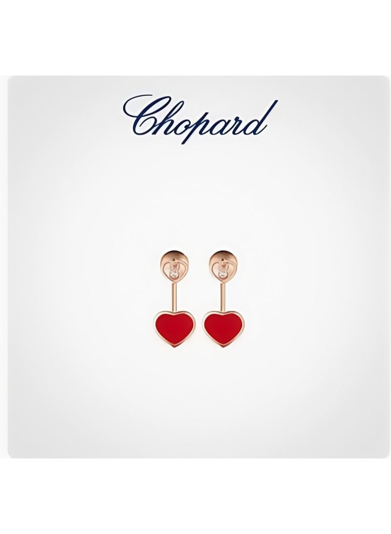 Chopard ​​Chopard 18K Rose Gold Heart-Shaped Gemstone & Diamond Stud Earrings For Women, Luxury Gift​ - Image 1