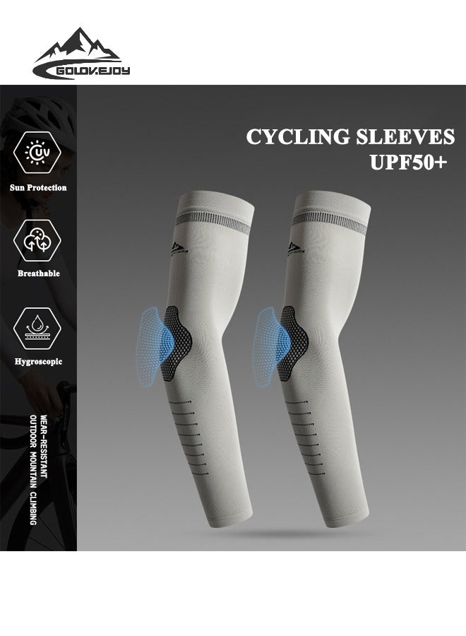 جولوف جوي أكمام أذرع فاخرة بدون درزات من الحرير الجليدي - حماية من أشعة الشمس UPF50+، تقنية امتصاص الرطوبة والجفاف السريع، تصميم مريح لركوب الدراجات والجري والمشي لمسافات طويلة والرياضات الخارجية (مقاس واحد يناسب الجميع، رمادي) - Image 2